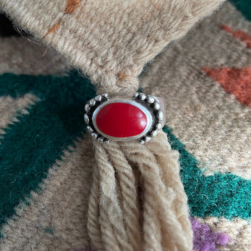 Silver with Red Stone Ladies Ring